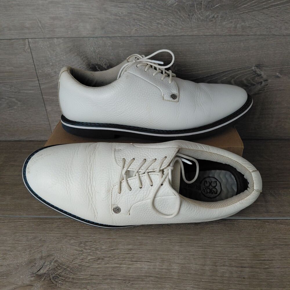 G/FORE Gallivanter Golf Shoes Mens 11 White Pebbled Leather Spikeless Lace Up